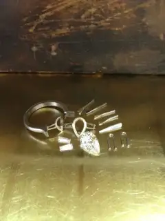 The finished parts to complete this three-stone engagement ring
